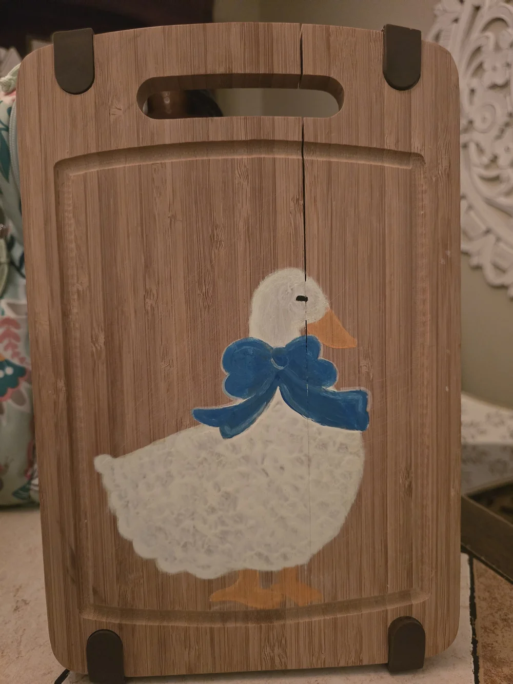 Hand Painted Country Goose Wood Wall Decor  Cottagecore Vintage